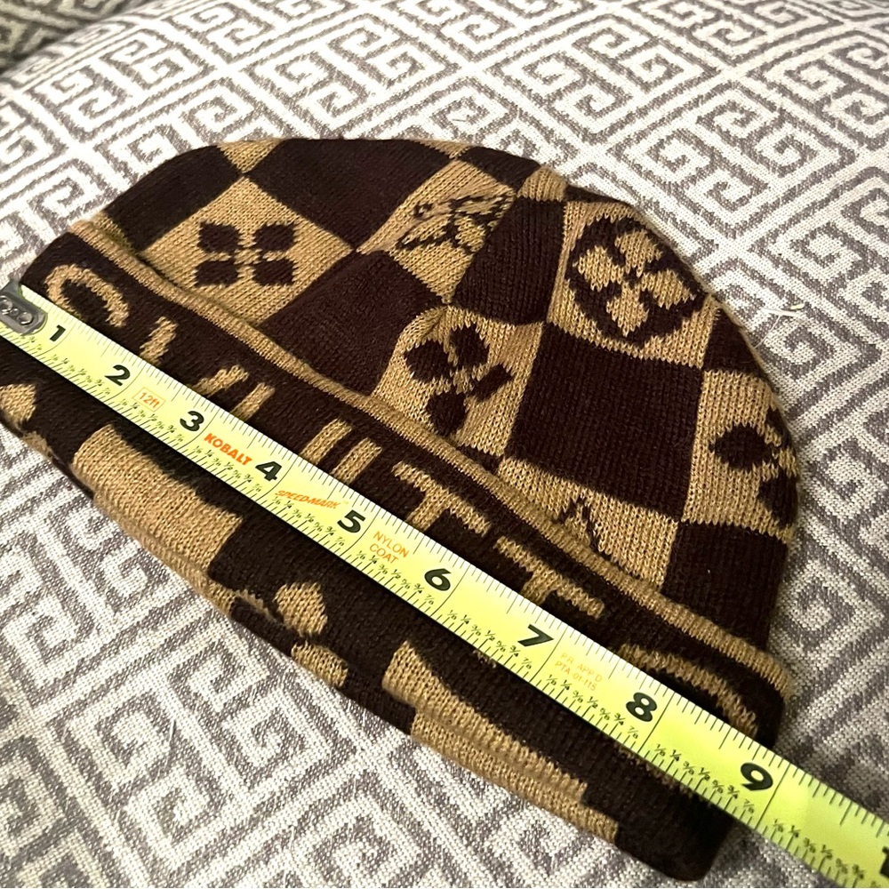 Louis Vuitton Monogram Checkered Beanie in Brown and Tan - Picture 2 of 6